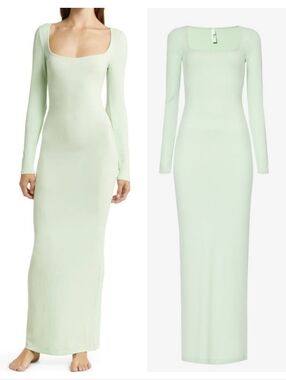 SKIMS Soft Lounge Long Sleeve Dress In Honeydew Green XL